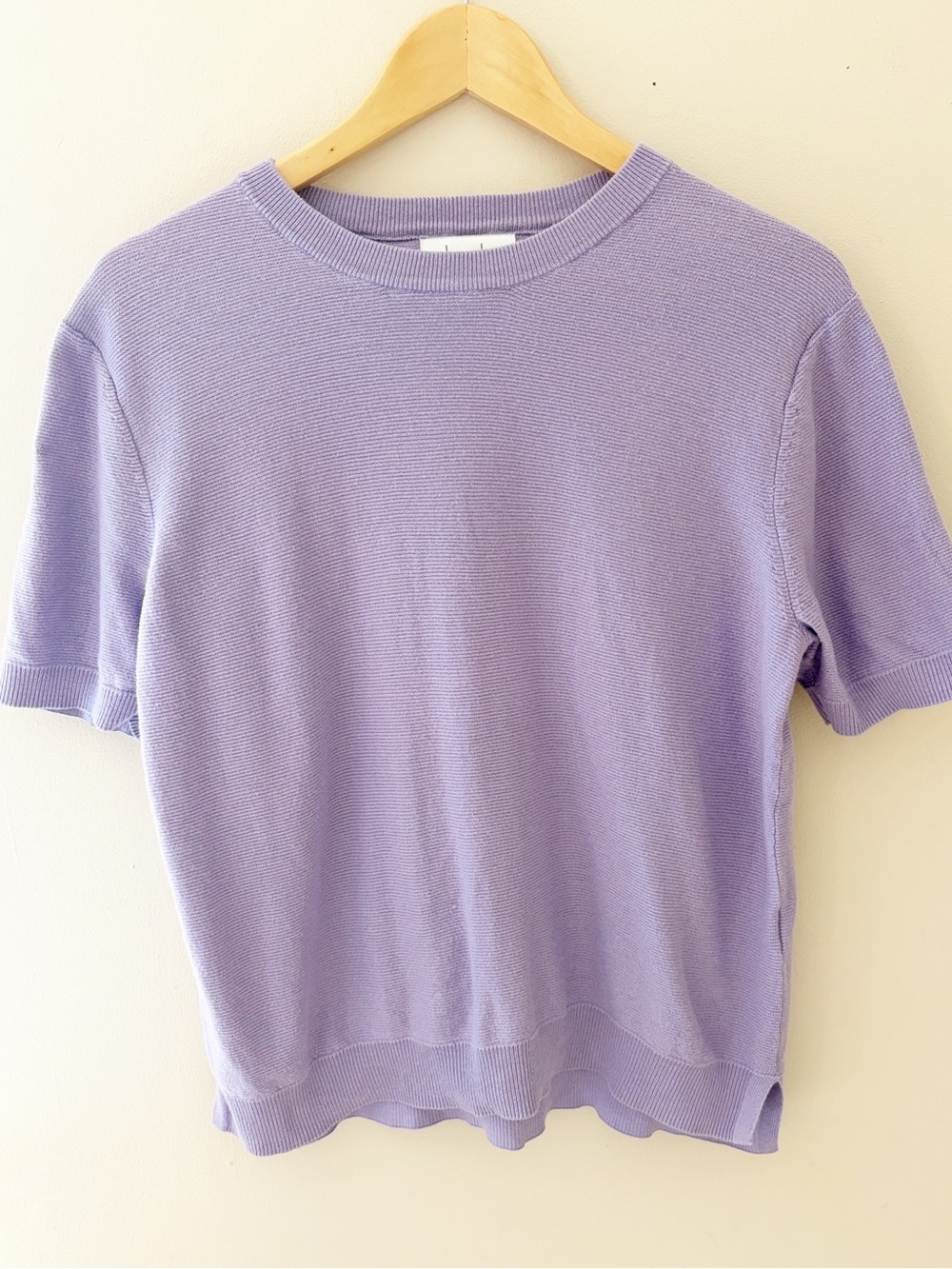 Kersh Lilac Short Sleeve Knit Top cotton silk blend